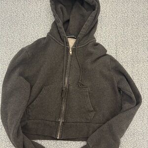 Brandy Melville Charcoal Zip-Up Hoodie